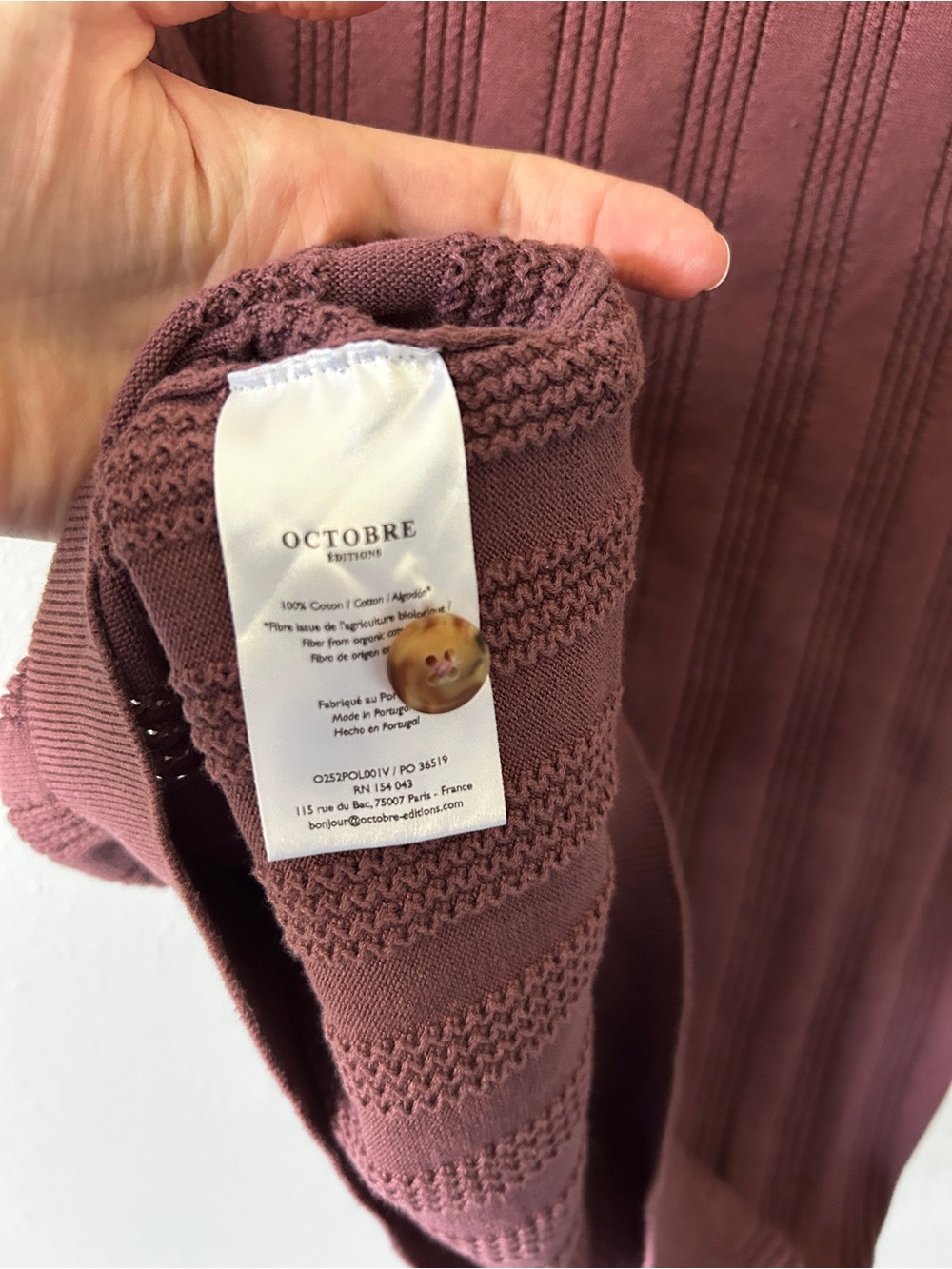 Octobre Editions Men’s Burgundy Knit Polo - Picture 6 of 6